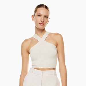 Aritzia Babaton‎ Sculpt Knit Criss Cross Cropped Tank Ivory Size Small